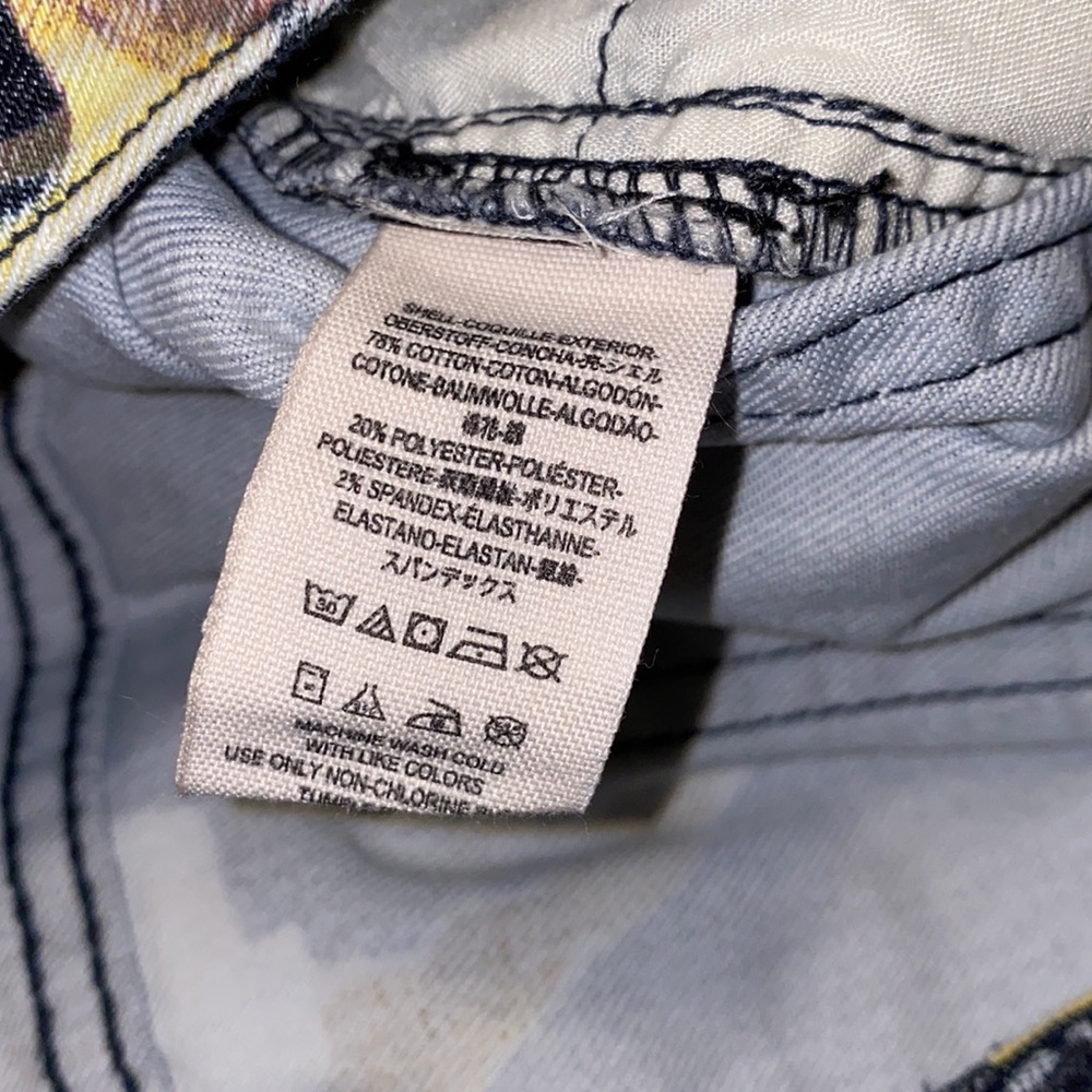 Free Feople Floral Boho Fray Hem Flare Jeans 27 - Picture 12 of 13